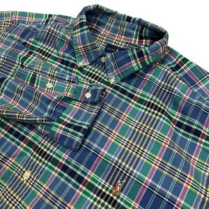 Ralph Lauren Button Down Shirt Mens 3XB Big Plaid Colorful Sport Long Sleeve